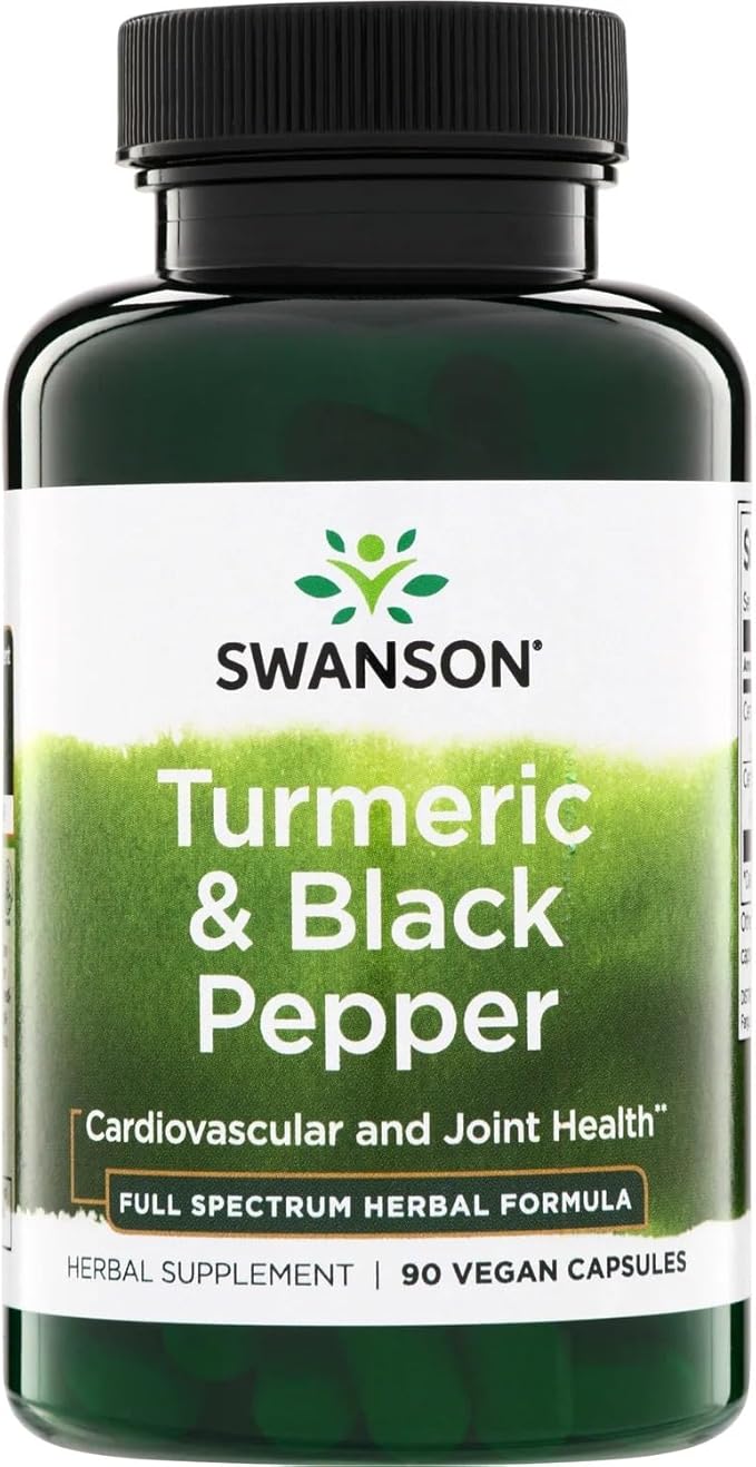 Swanson Premium Turmeric & Black Pepper Antioxidant Supplement for Active Adults Seeking Joint, Digestion, and Circulation Support - Non-GMO, Organic (90 Vegan Capsules)