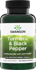 Swanson Premium Turmeric & Black Pepper Antioxidant Supplement for Active Adults Seeking Joint, Digestion, and Circulation Support - Non-GMO, Organic (90 Vegan Capsules)