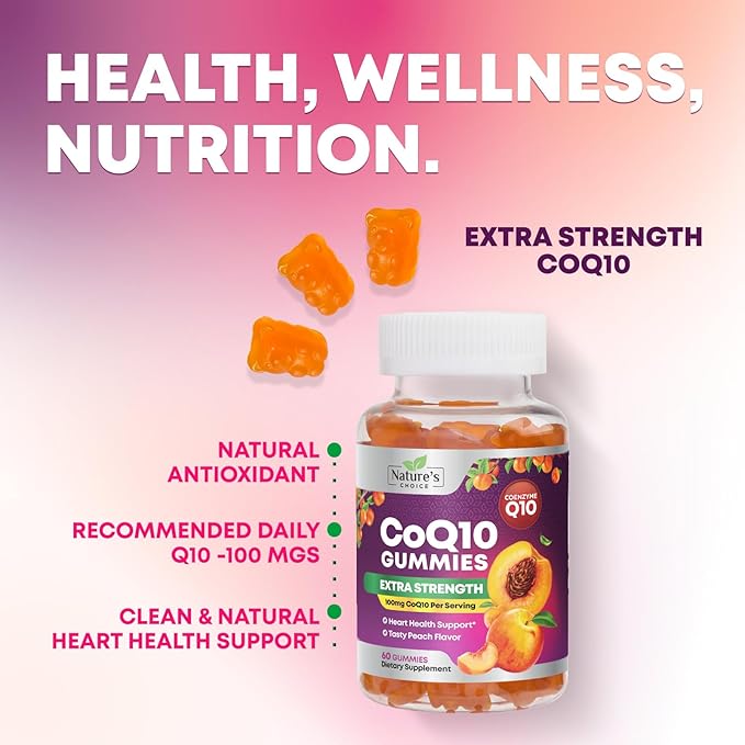 CoQ10 Gummies for Adults - Coenzyme Q10 100mg Per Serving - 3X Strength, High Absorption Antioxidant Supplement for Heart Health Support & Energy Production - Co Q10 (Coq 10) Supplements - 60 Gummies