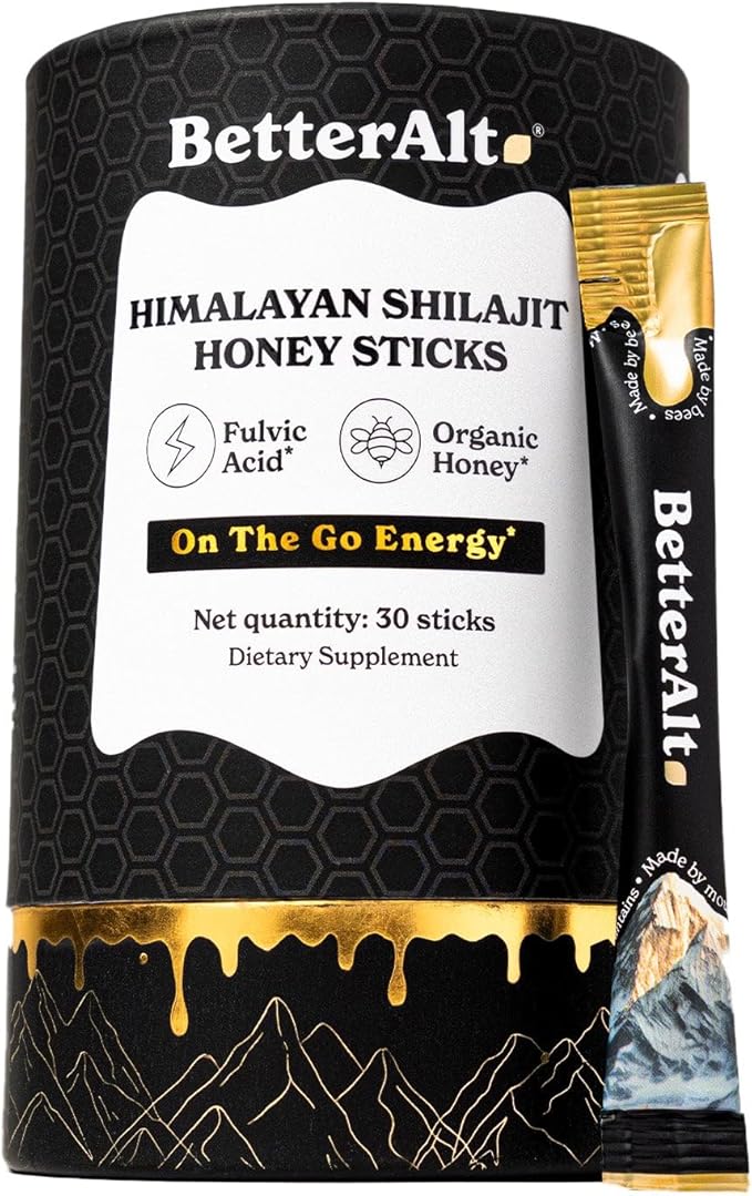 Better Alt Pure Himalayan Shilajit Sticks with Organic Honey, Saffron | Easy to Consume Shilajit| 30 Sticks for Energy Boost & Immune Support, 85+ Trace Minerals, 75%+ Fulvic Acid
