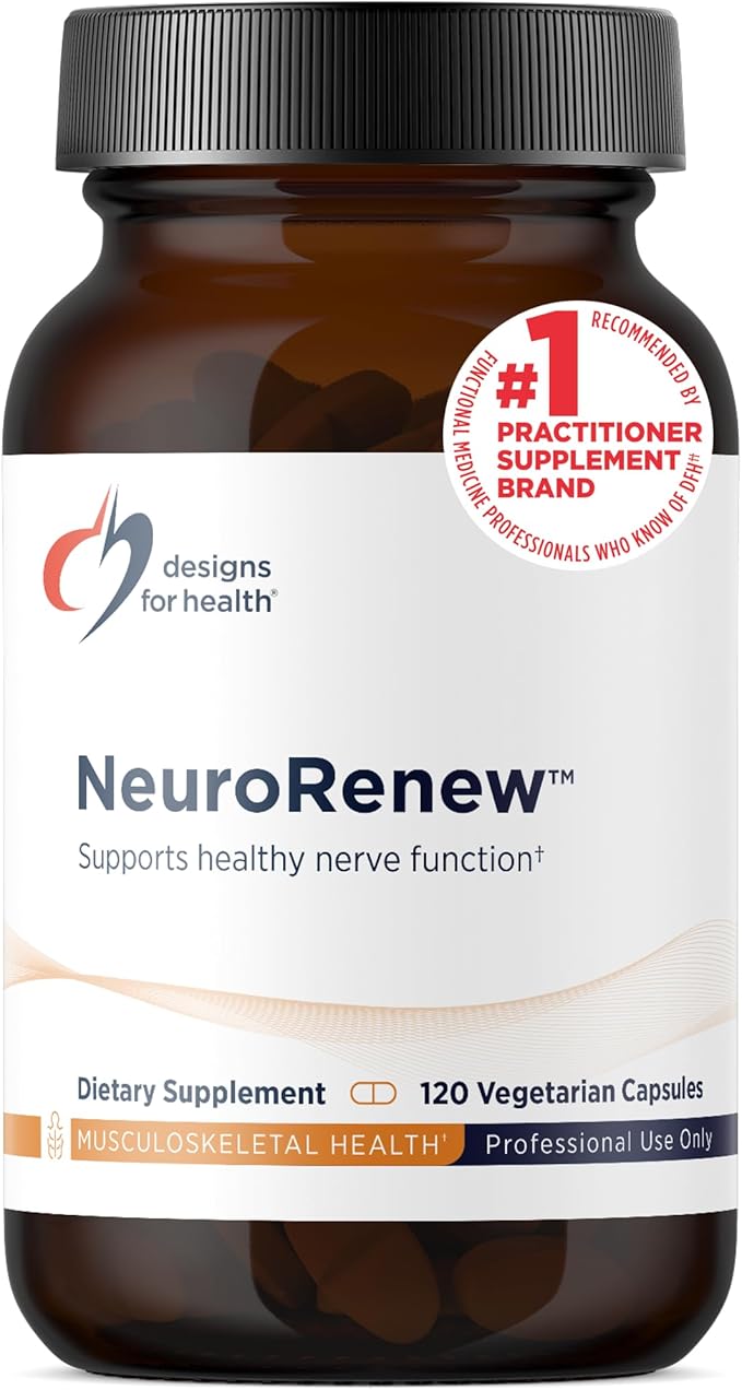 Designs for Health NeuroRenew - 5-MTHF with Vitamin B6 (p-5p), Methyl B12, Acetyl L-Carnitine, B1 (Benfotiamine) + More - Supports Healthy Nerve Function - Non-GMO Supplement (120 Capsules)