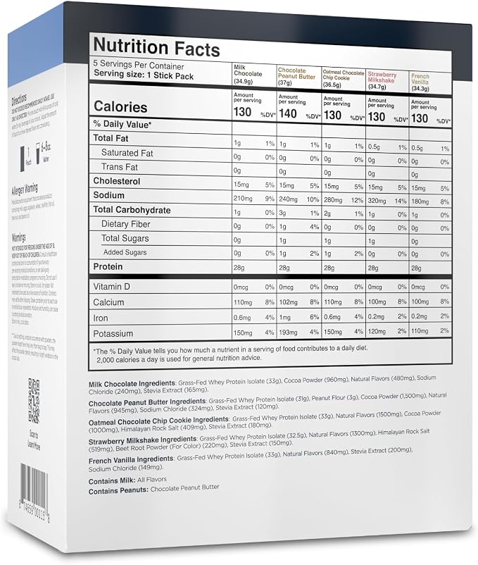 Transparent Labs Grass-Fed Whey Protein Isolate - Natural Flavor, Gluten Free Whey Protein Powder w/ 28g of Protein per Serving & 9 Essential Amino Acids - 5 Servings, Variety Pack
