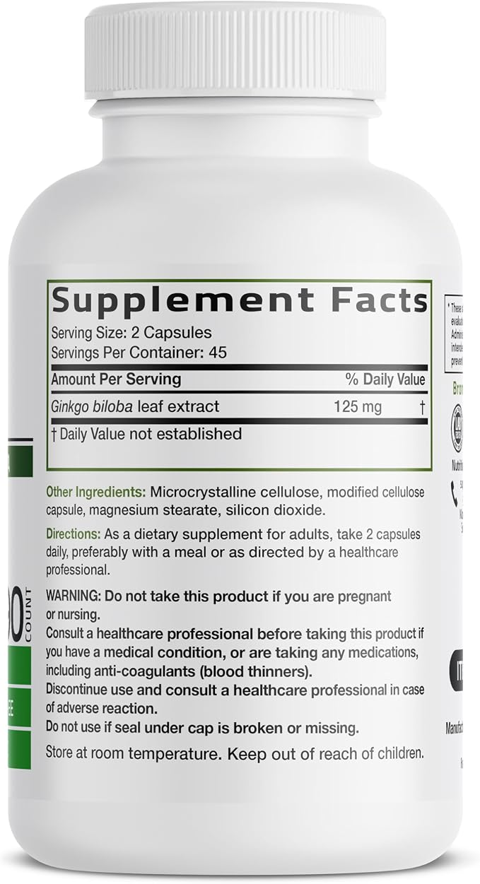 Bronson Ginkgo Biloba Extra Strength Supports Brain Function & Memory, 90 Vegetarian Capsules
