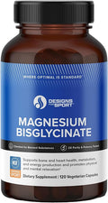 Designs for Sport Magnesium Glycinate - Magnesium Supplement to Support ATP Energy, Muscle Recovery, Bone Health & Heart Health - NSF Certified for Sport (120 Capsules)