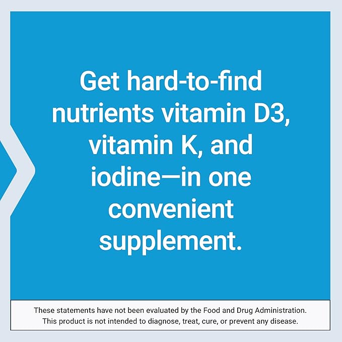 Life Extension Vitamins D and K with SeaIodine Bone Brain Thyroid Arterial Support Non GMO Once Daily Gluten Free, 60 Count