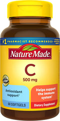 Nature Made Vitamin C 500 mg, Dietary Vitamin C Supplement for Immune Support, 60 Softgels, 60 Day Supply