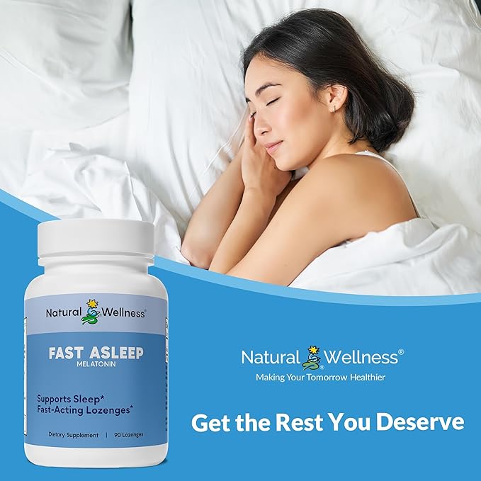 Natural Wellness Fast Asleep – Rapid-Acting Melatonin Lozenges for Restful Sleep, Relaxation & Jet Lag Relief –Fast-Dissolving Cherry Flavor Sleep Aid – Non-Habit Forming, Wake Refreshed – 90 Lozenges