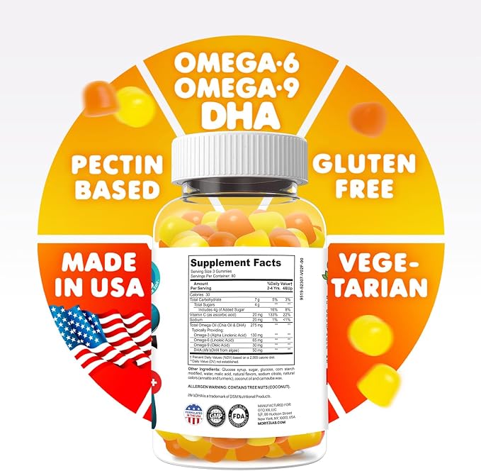 DR. MORITZ Vegan Omega 3 Gummies for Kids and Toddlers (240 Count), Kids Omega 3 Gummies for Brain & Heart Health, No Fish Oil & Gluten Free