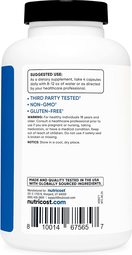 Nutricost Creatine Monohydrate 3,000mg, 180 Capsules (750mg Per Capsule) - Gluten Free, Non-GMO (Pack of 2)