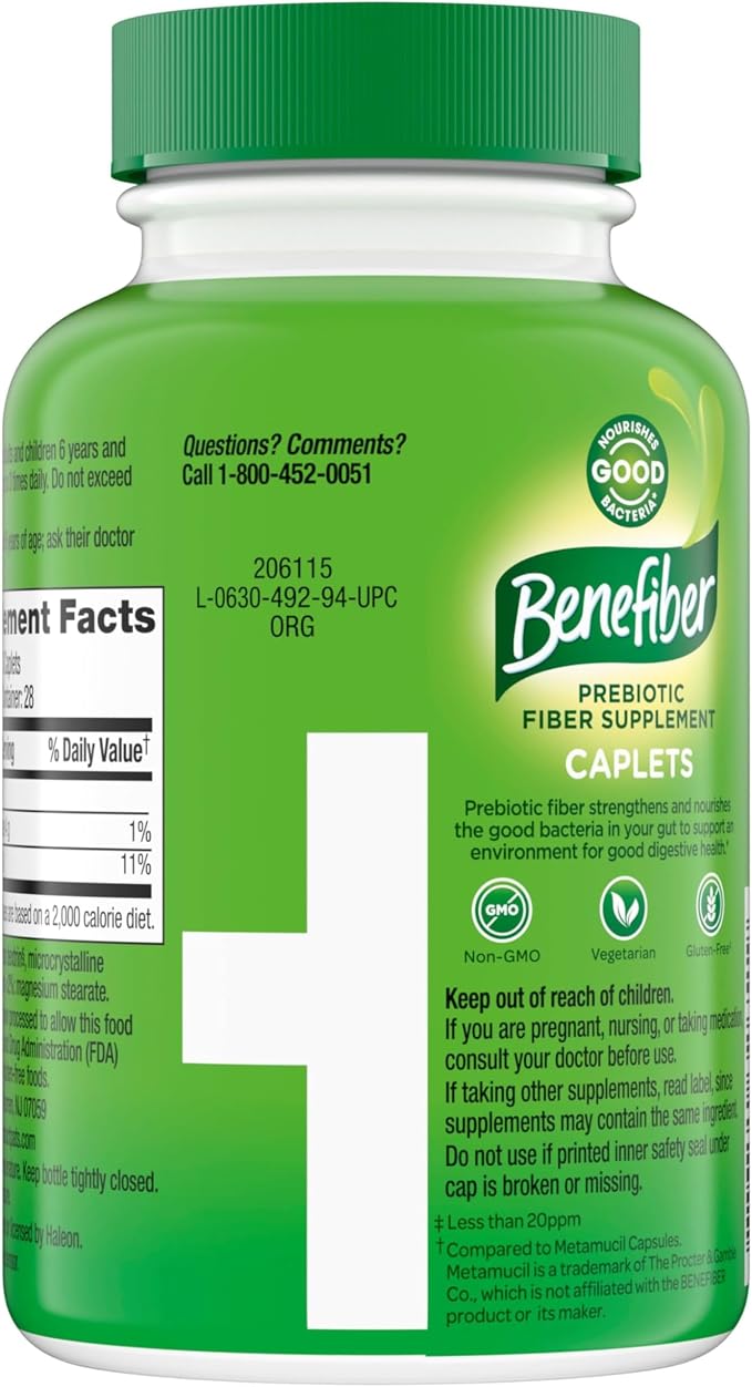 Benefiber Prebiotic GLP-1 Friendly Fiber Supplement Caplets, 84 Count
