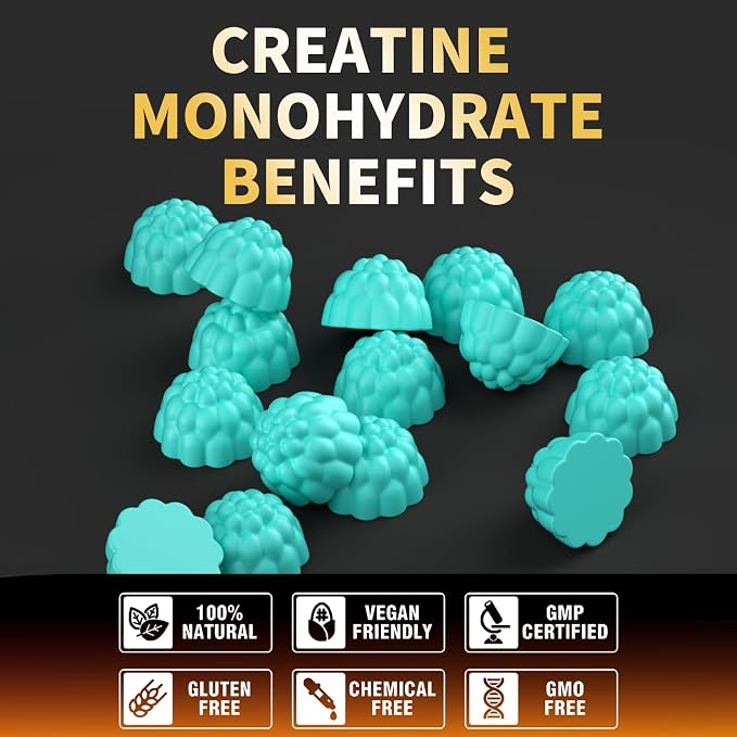 Nutravita NSF Certified Creatine Gummy - Creatine Monohydrate Gummies for Men & Women-5g of Creatine Monohydrate per Serving - Sugar Free,Vegan, Blueberry Flavor, 120 Count
