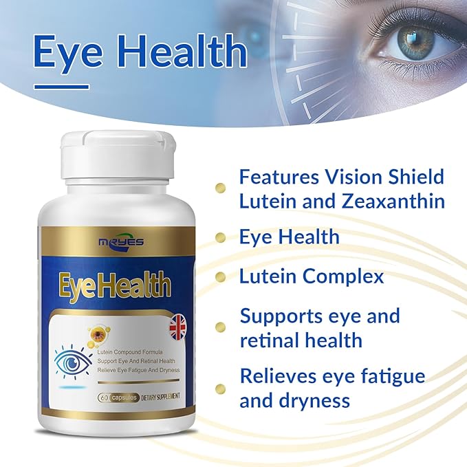 Lutein 20 mg with Zeaxanthin, Bilberry Extract, Vitamin E for Men and Women, Eye Health Dietary Supplement, Relieves Eye Tiredness and Dryness, Supports Vision Clarity and Eye Health - 120 Capsules