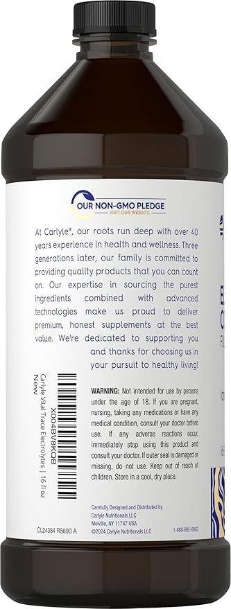 Carlyle Electrolyte Concentrate | 16 fl oz | Full Spectrum | Ionic Supplement with Magnesium, Potassium. and Sodium | Vegan, Non-GMO & Gluten Free Formula | by Vital Trace