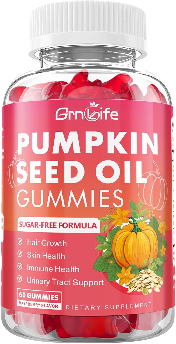 2 Pack Pumpkin Seed Oil Gummies with Saw Palmetto, Organic Pumpkin Seed Oil Supplement, High Pure Extract for Women Men, Raspberry Flavor, 120 Count
