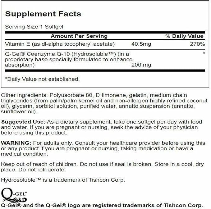 Swanson Q-Gel Mega 200 200 Milligrams 30 Sgels