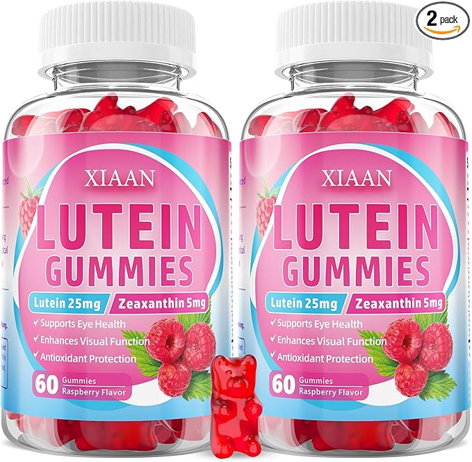Lutein and Zeaxanthin Supplements, Lutein Gummies with Zeaxanthin,Vitamins A, C, E, Bilberry, Astaxanthin for Vision Health & Eye Strain, Sugar-Free/Vegan, Raspberry Flavor 120 Count