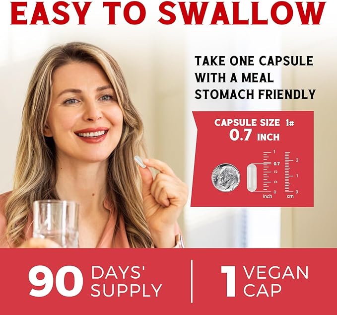 Iron Supplement for Women & Men, with Vitamins C, B6, B12 & Folate for Iron Deficiency, Blood Building & Energy Support, Stomach Friendly, Better Absorption, Non-GMO, No Gluten, 90 Vegan Caps