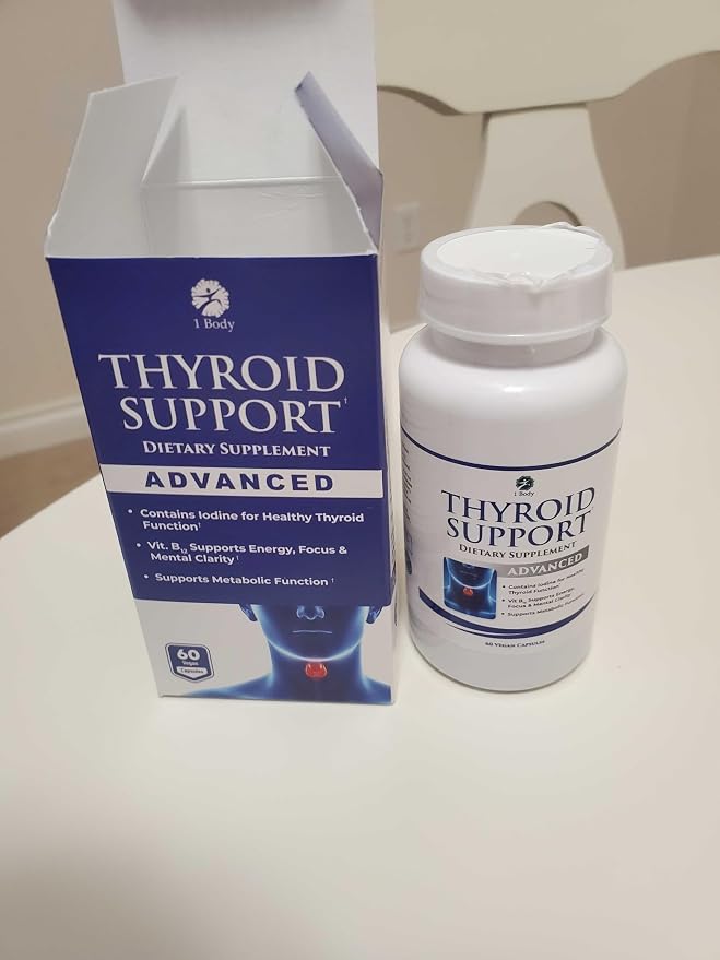 1 Body Thyroid Support Supplement, 90-Day Supply, 2 Pack with B12, Iodine, Zinc, Selenium, Ashwagandha, Non-GMO Vegetarian Formula (60 Count (Pack of 2))