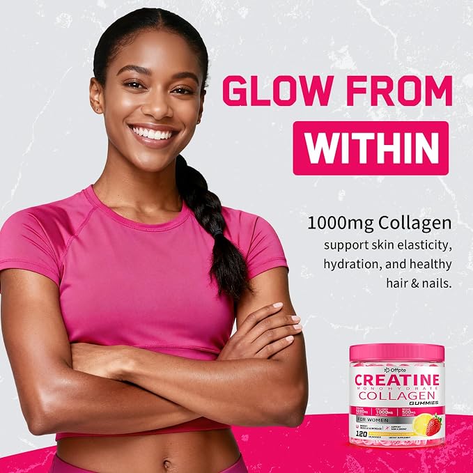 Creatine for Women, 5000mg Complex with Collagen & BCAAs, Vitamin B12, Creatine Monohydrate Gummies for Women, for Lean Muscles, Booty, Focus & Energy, Pre-Workout Chewbles, Sugar-Free, 120 Count