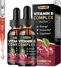 CFILIHTC (2 Pack) Vitamin B Complex Liquid Drops, B Vitamins Complex Supplement with B1, B2, B3, B5 B6, B7, B9 & Methyl B12 Drops for Adults & Kids, Vegan, Cherry Flavor
