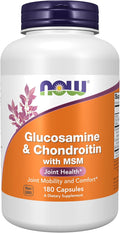 NOW Foods Glucosamine 1.1g, Chondroitin 1.2g, with MSM 300mg, 180 Capsules (Pack of 2)