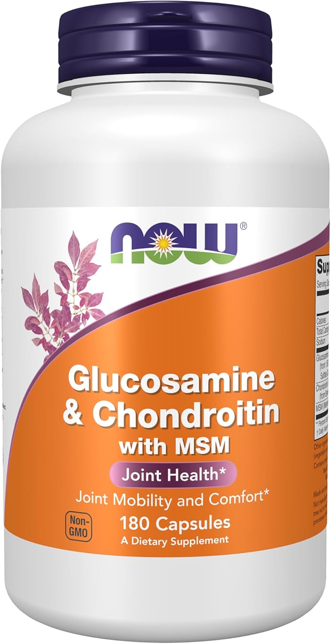 NOW Foods Glucosamine 1.1g, Chondroitin 1.2g, with MSM 300mg, 180 Capsules (Pack of 2)