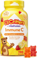 L’il Critters Immune C Daily Gummy Supplement Vitamin for Kids, for Vitamin C, D and Zinc for Immune Support, Orange, Lemon, Strawberry and Cherry Flavors, 190 Gummies (Packaging May Vary)