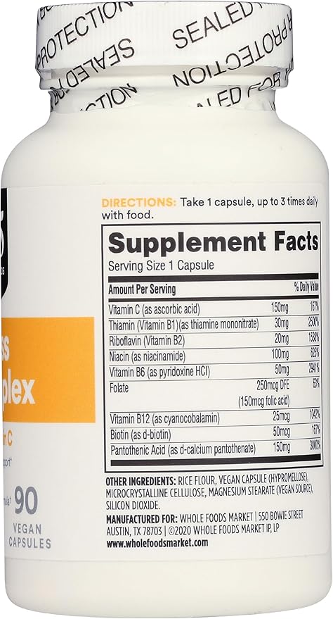 365 by Whole Foods Market, Vitamin B Stress Complex with Vitamin C, 90 Veg Capsules