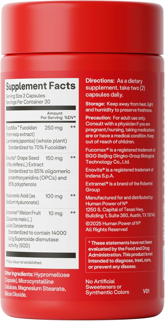 Humann Cardiovascular Health Daily, 4-in-1 Vascular & Blood Pressure Support, Grape Seed Extract Capsules & Hyaluronic Acid Circulation Supplements, Plant-Based Non-GMO, 60 Capsules