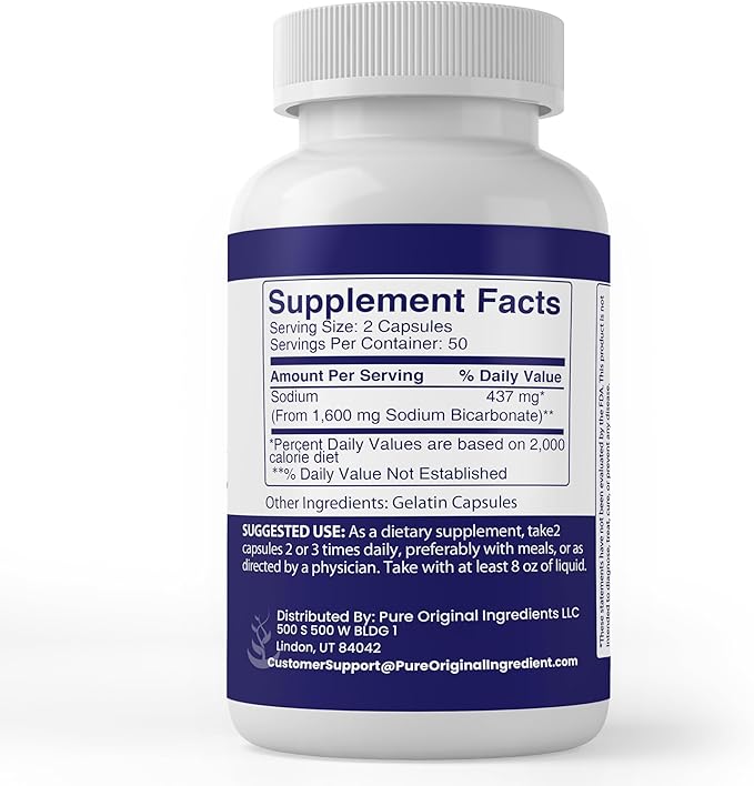 Pure Original Ingredients Sodium Bicarbonate (100 Capsules) Always Pure