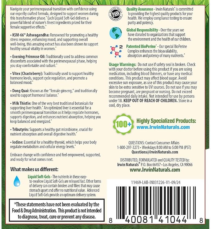 Irwin Naturals Female Balance KSM-66 Ashwagandha + Evening Primrose 60 Softgel