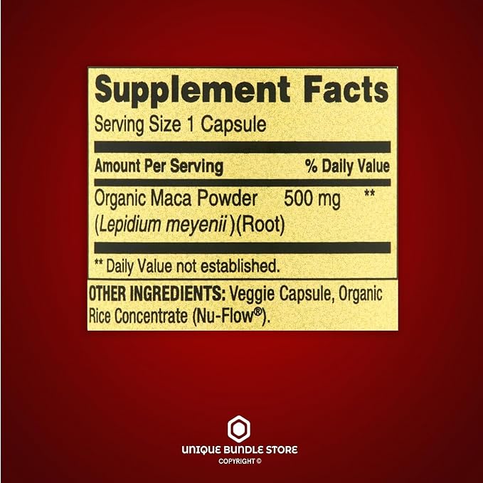 Unique Bundle Store Maca 500mg – 90 Vegetarian Capsules, Organic Maca Root Supplement, Dietary Supplement for General Wellness, Non-GMO, Gluten-Free, 500 mg Maca per Capsule (Pack of 2)