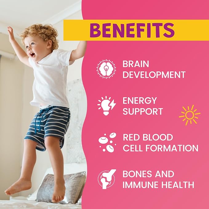 Liquid Iron Supplement for Kids, Women & Men - Kids Multivitamin with Iron Drops - Immune Support, Blood Builder & Energy Support for Iron Deficiency, Anemia - Strawberry Flavor, 4 Fl Oz