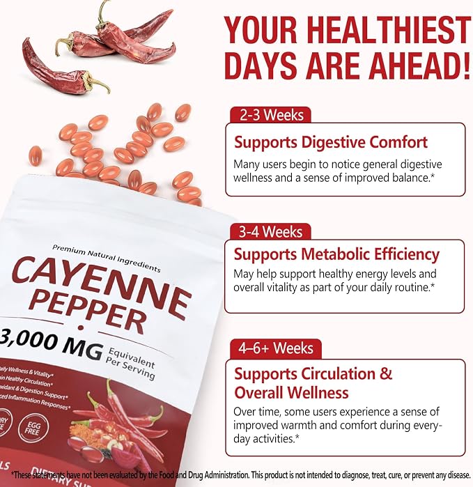 Premium Cayenne Pepper Capsules with Turmeric Curcumin & Beet Root Extract | Supports Cardiovascular Health, Blood Circulation | Potent Capsaicin Supplement, Easy-to-Swallow Softgels (240 Count)