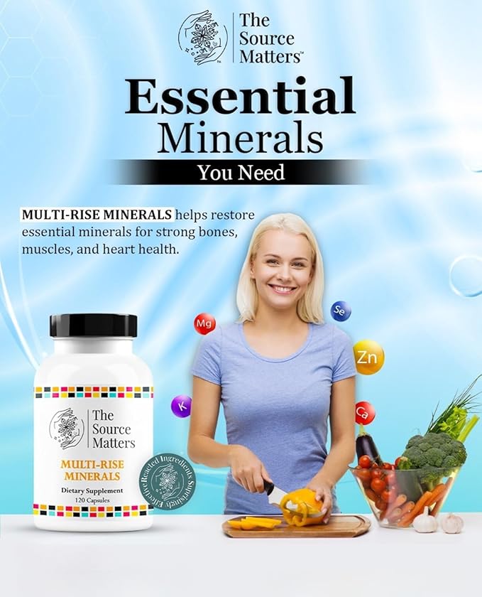 Multi-Rise Minerals Daily Multi-Mineral Supplement with Highly Absorbed Chelated Minerals for Bone, Muscle, Nerve, and Digestive System Support (120 Capsules)