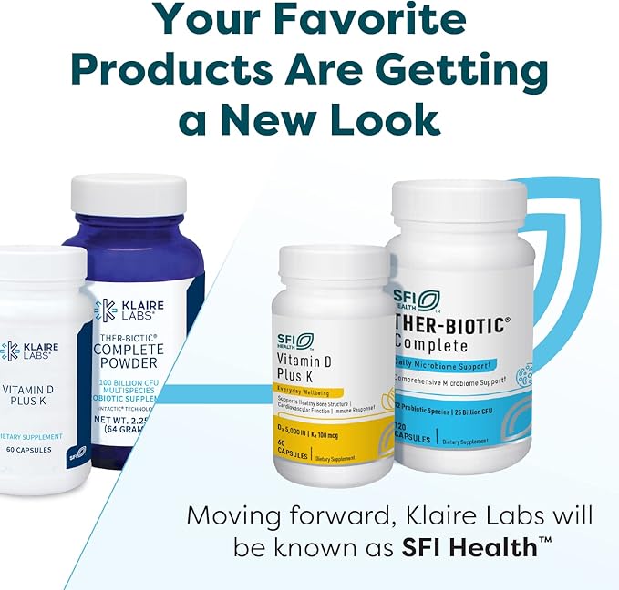 Klaire Labs SFI Health Ther-Biotic Complete - 25 Billion CFU Gut Probiotics for Women and Men - Hypoallergenic, 12 Strain Probiotic Capsules for Digestive Health and Immune Support (60 ct, 2 Pack)