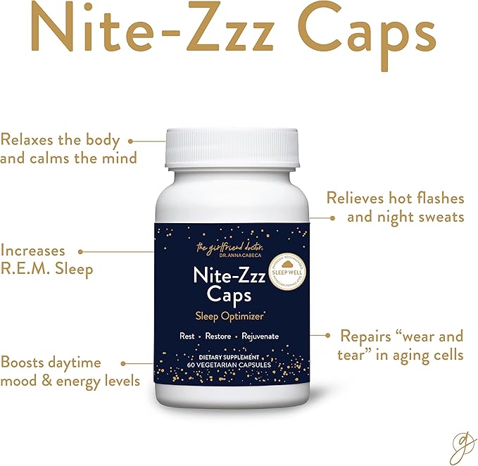 VIDAPURA Nite-Zzz Sleep Support by Dr. Anna Cabeca – Melatonin-Free Herbal Formula with Magnesium & L-Theanine – Supports Relaxation & Restful Sleep – 60 Capsules
