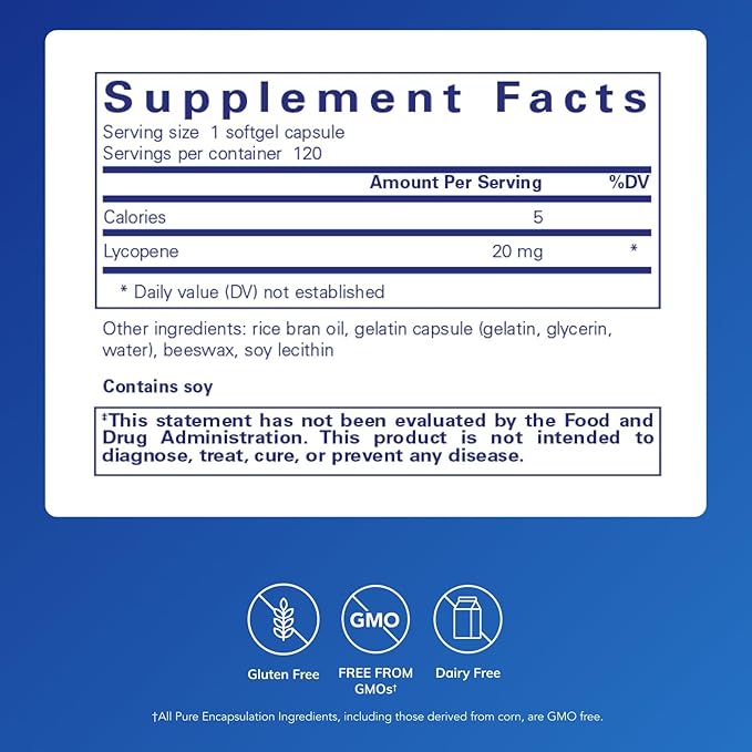 Pure Encapsulations Lycopene 20 mg | Dietary Supplement for Cellular and Macular Support | 120 Softgel Capsules