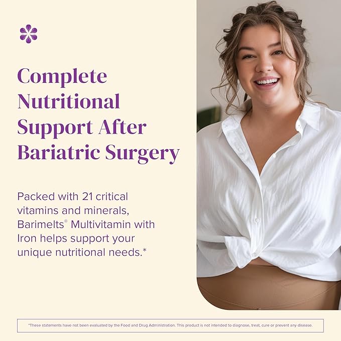 BariMelts Bariatric Multivitamin with Iron, 120 Fast-Dissolving Tablets (2-Month Supply), Sugar-Free Bariatric Vitamins for Women, Natural Fruit Flavor