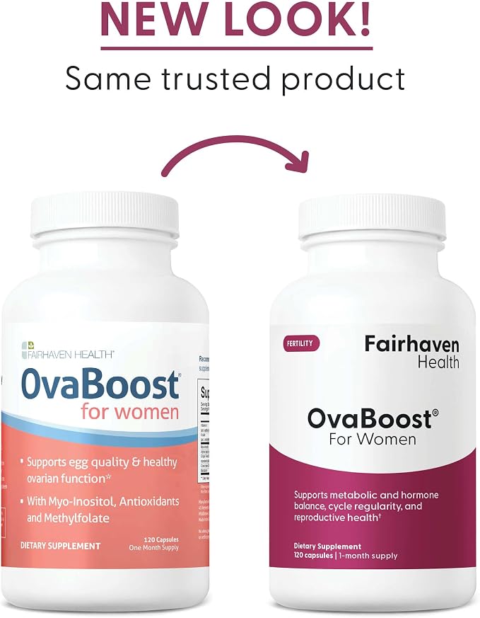 Fairhaven Health Ovaboost Fertility Supplements for Women | Conception for Her Support Ovulation & Egg Quality with Myo-Inositol & Folate | Prenatal Vitamin Natural Fertility Support | 120 Capsules