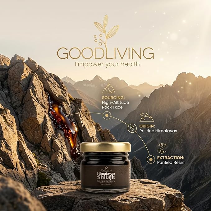 GoodLiving Himalayan Shilajit Resin 30g, Lab Tested, 80% Fulvic Acid | Supports Energy, Focus & Stamina, 80% Fulvic Acid, 85+ Trace Minerals, Lab Tested