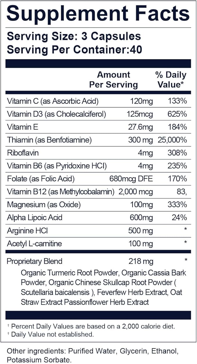 Life Nutrition Neuropathy Support Supplement - 600mg Alpha Lipoic Acid (ALA) & 10 Nerve Soothing Ingredients - Advanced Nerve Relief Formula for Hands, Fingers, Toes & Feet - 120 Capsules