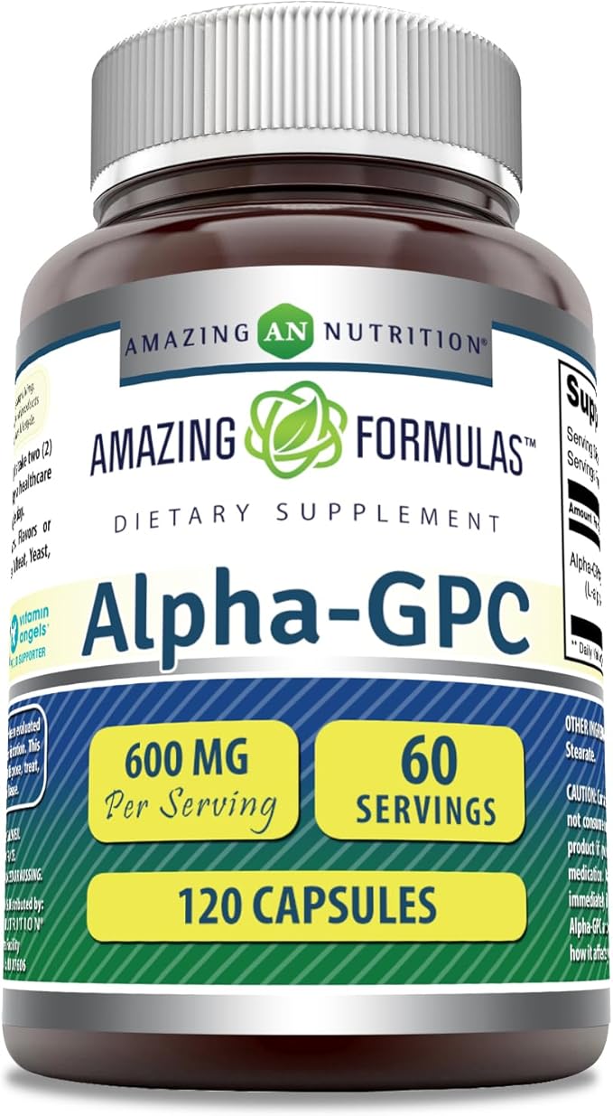 Amazing Formulas Alpha GPC Supplement | 600 Mg Per Serving | 120 Capsules | Non-GMO | Gluten Free | Made in USA