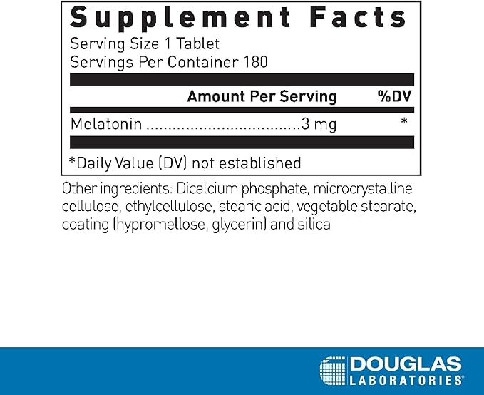 Douglas Laboratories Melatonin Prolonged Release - 3 mg Melatonin - Sleep Support Supplement - for Hormone Balance, Relaxation, Antioxidants & Immune System* - 180 Tablets