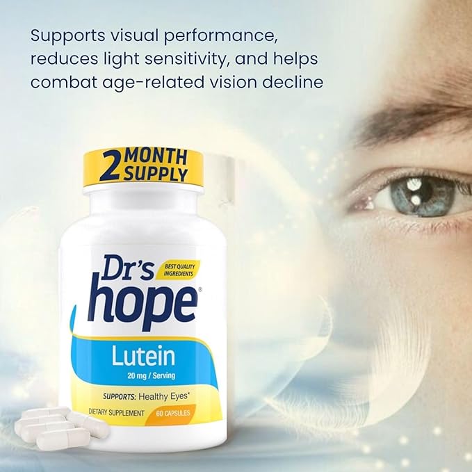 Lutein 20 mg Eye Care Supplement - Vision Support, Macular Wellness & Antioxidant Activity - Non-GMO & Gluten Free - 60 Vegan Capsules - 1 Capsule per Day, 2 Month Supply