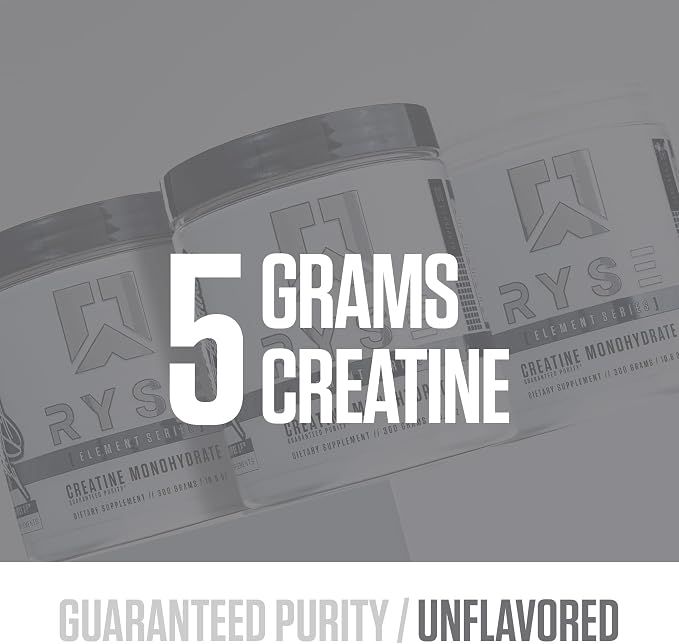 RYSE Creatine Monohydrate Powder - Unflavored - Supports Men & Women Lean Muscle Growth, Strength, Power, and Endurance - Helps Reduce Fatigue and Improve Workout Recovery - 60 Servings