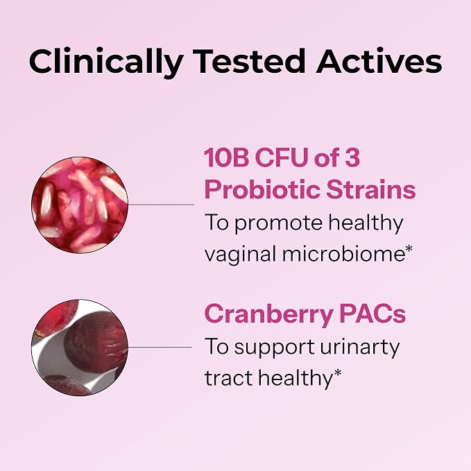 HUM Private Party Vaginal Probiotics for Women, pH Balance and Urinary Tract Support Vaginal Probiotic Supplement with Cranberry & Lactobacillus Blend, Women's Health Cranberry Pills, 30 Capsules