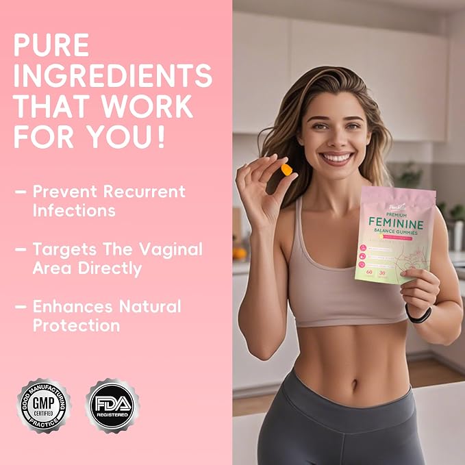 Women’s Probiotic Gummies – Vaginal & Gut Health Support with Prebiotics – 5 Billion CFU, Pineapple Flavor, 60 Count, Non-GMO & Gluten Free