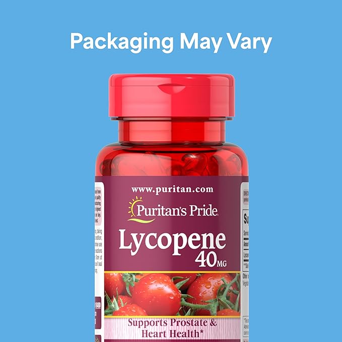 Puritan's Pride Premium Lycopene 40mg, Dietary Supplement for Prostate, Antioxidant, Heart Health, and Overall Health Support, 2 Month Supply, 60 Rapid Release Softgels