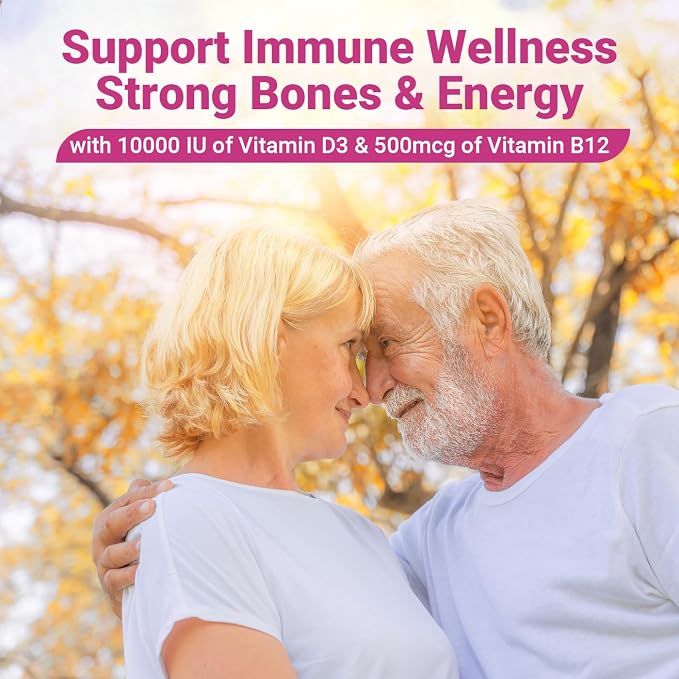 Vitamin D3 B12 Gummies, D3 B12 Vitamin for Adults, Vitamin D Supplement with Ashwagandha, Magnesium, Vitamin K2 for Immune & Energy Support